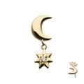 Invictus | 14k gold | Moon with Star Dangle | CZ