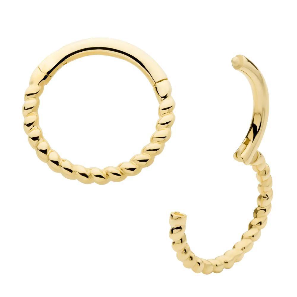 Invictus | 14k gold | Twisted Rope Front Facing Hinged Segment Clicker
