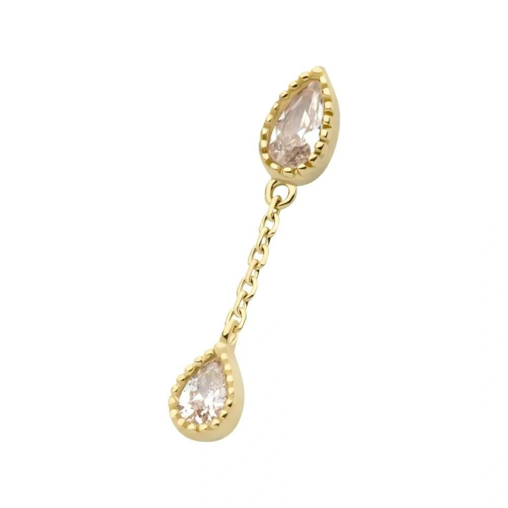 Invictus | 14k gold | Tear Drop Dangle | CZ