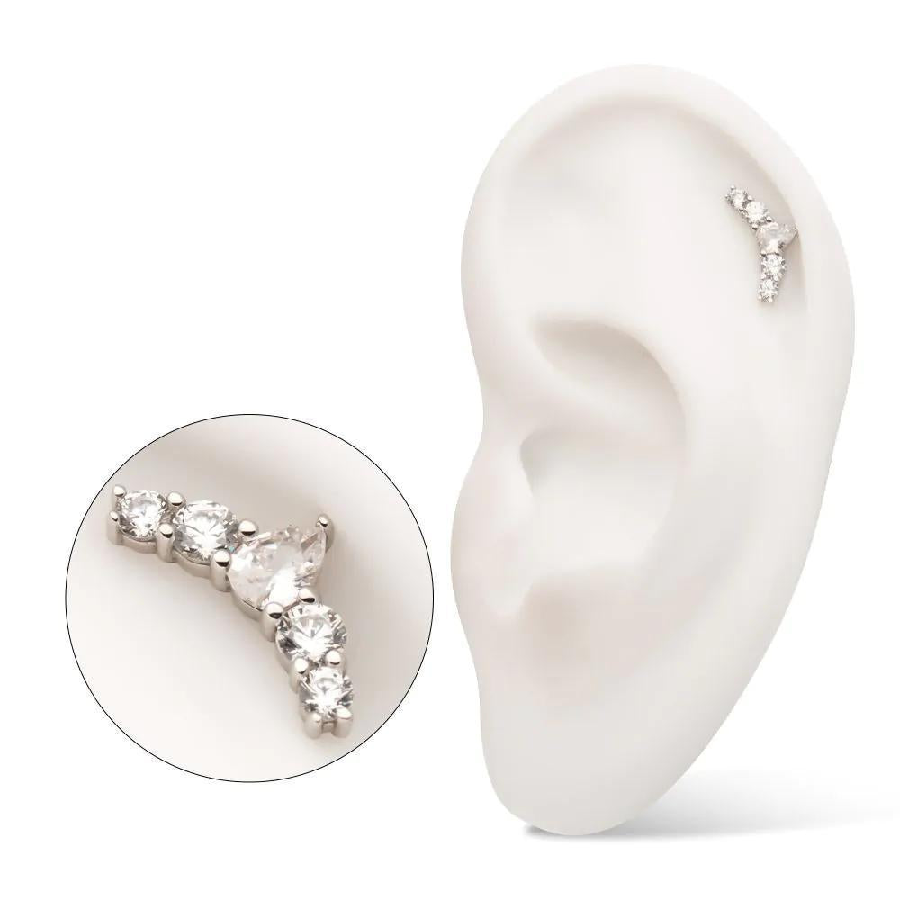 Invictus | 14k gold | Teardrop Cluster Arc | Clear CZ