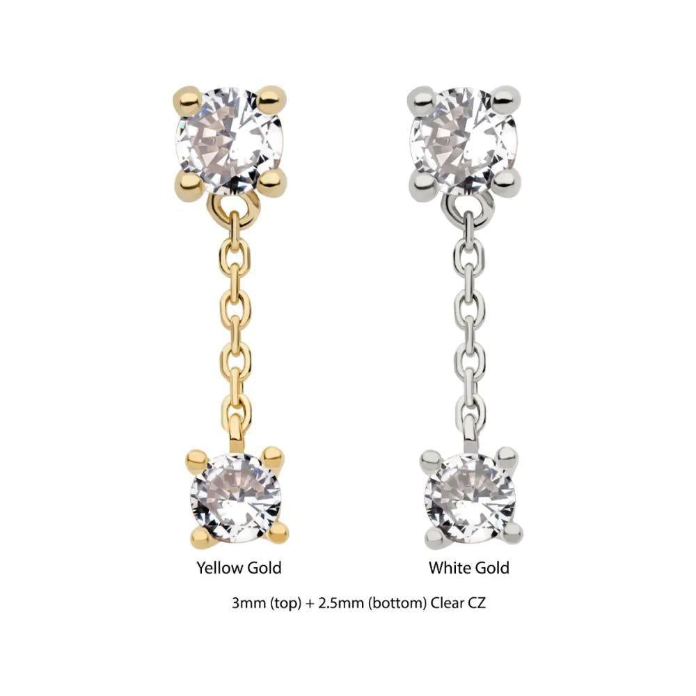 Invictus | 14k gold | Prong Set with Dangle | CZ