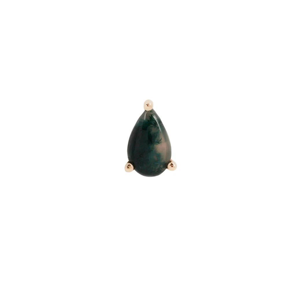 Buddha | 14k gold | Prong Pear | Moss Agate
