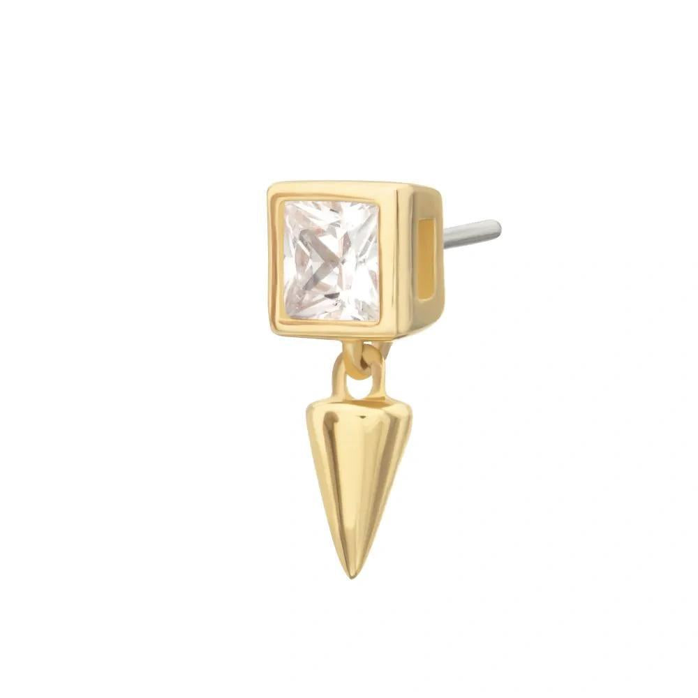 Invictus | 14k gold | Square with Spike Dangle | CZ