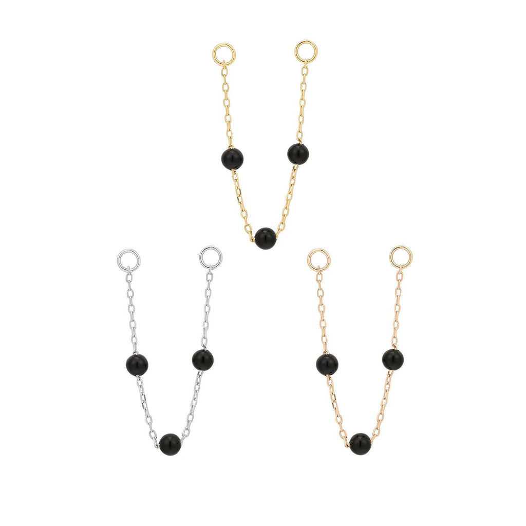 Buddha | 14k gold | 3 Bead Chain | Black Agate