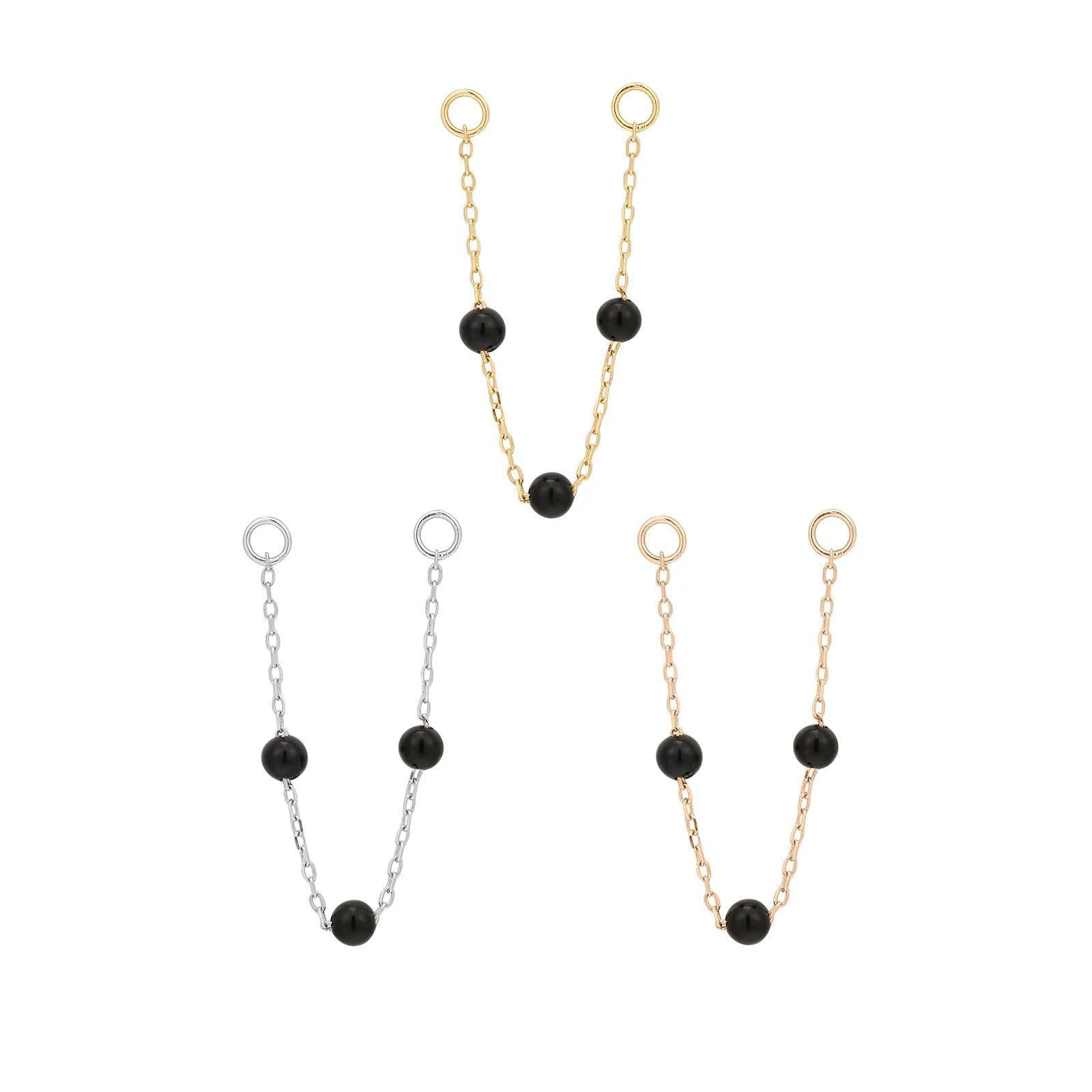 Buddha | 14k gold | 3 Bead Chain | Black Agate