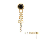 Invictus | 14k gold | Bezel Set Gem Top with Triple Chain Dangle | Black CZ