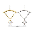 Invictus | 14k gold | Hidden Helix Curved Bar with Dangle | CZ
