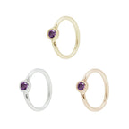 Buddha | 14k gold | Fixed Bezel Bead Ring | Side Set Facing | 2mm Amethyst