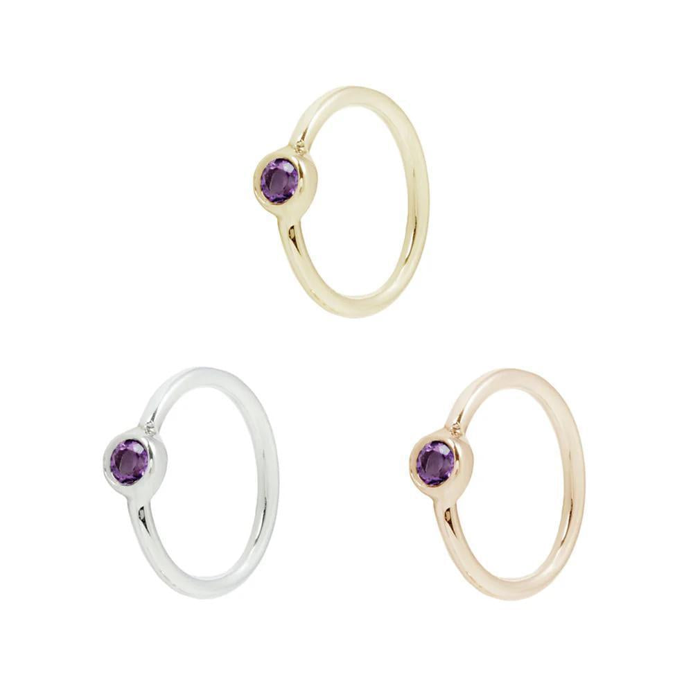 Buddha | 14k gold | Fixed Bezel Bead Ring | Side Set Facing | 2mm Amethyst