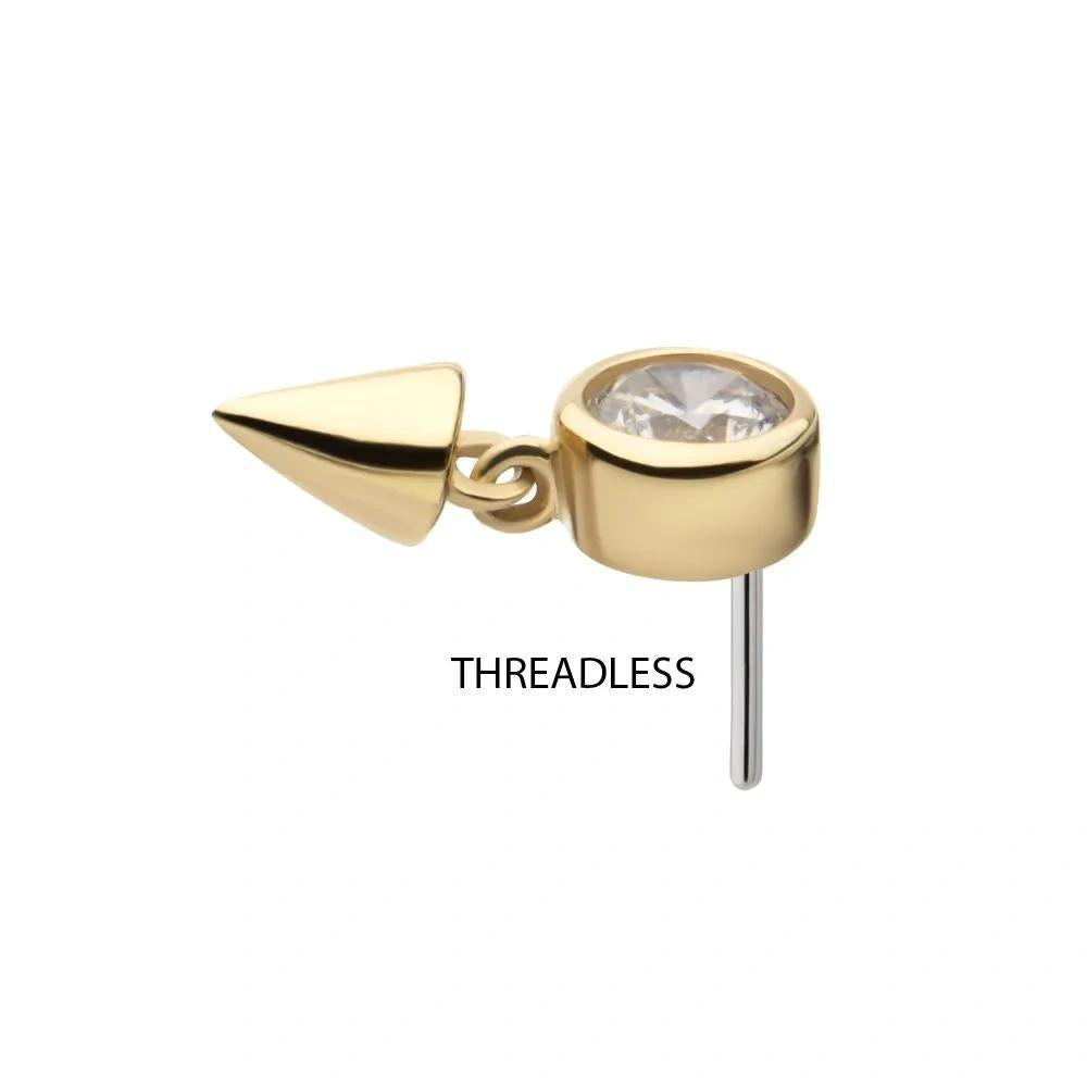 Invictus | 14k gold | Bezel with Spike Dangle | CZ