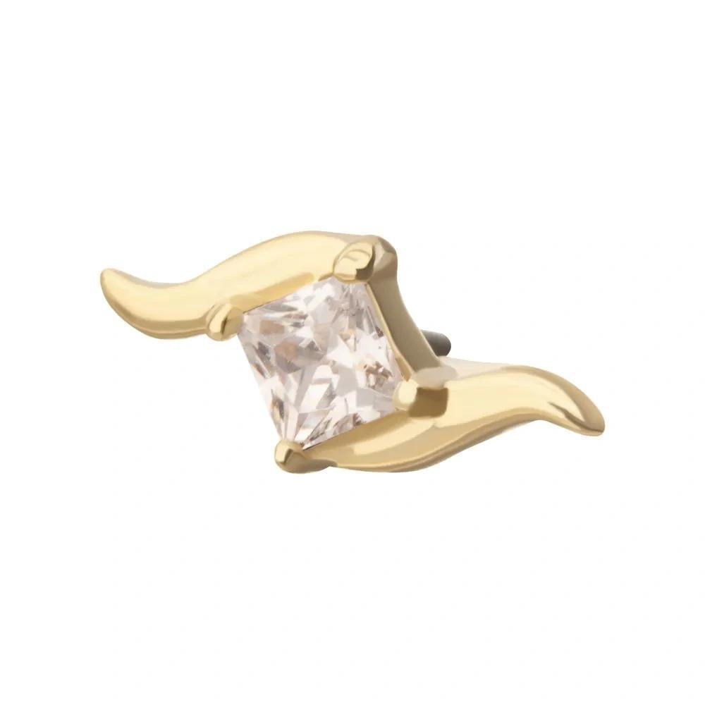 Invictus | 14k gold | Wave with Prong Set Princess Cut | CZ
