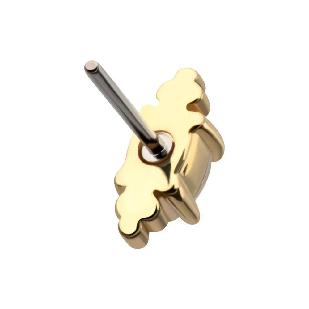Invictus | 14k gold | Prong Set Oval Gem with Tri-bead Top | CZ