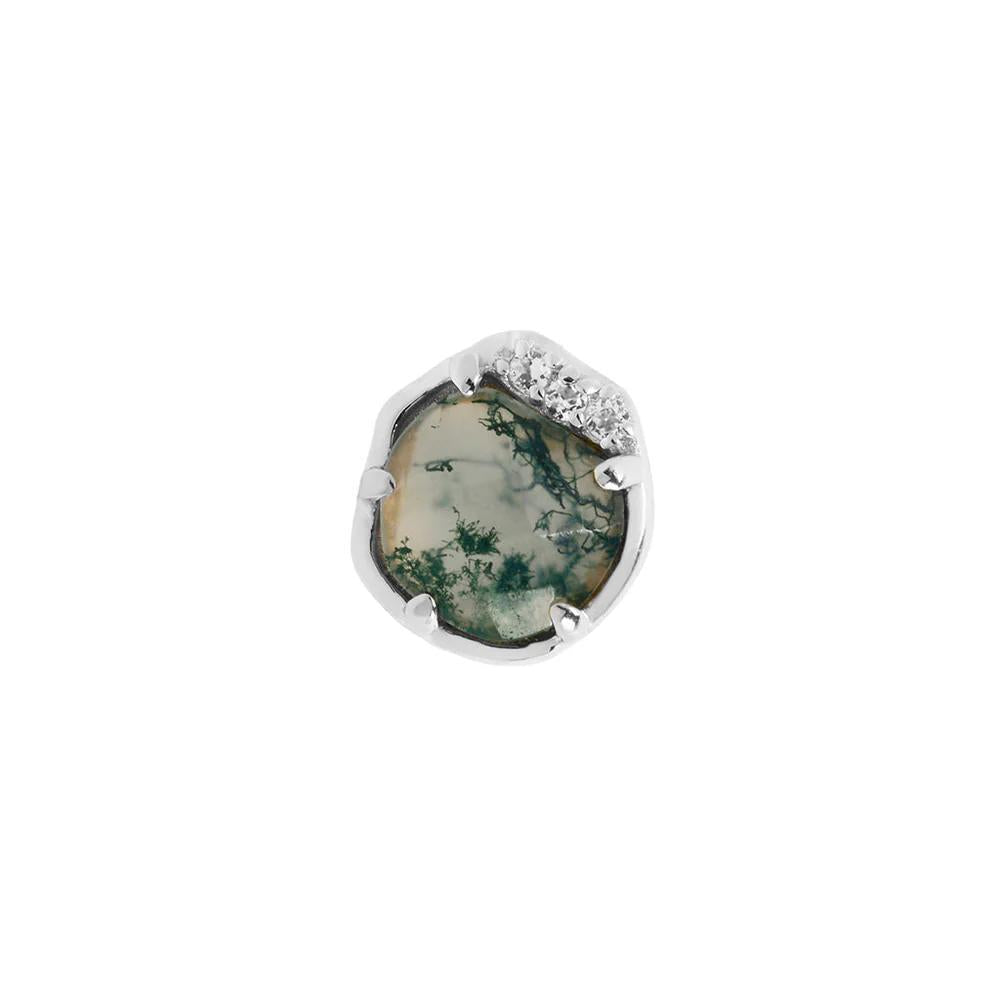 Buddha | 14k gold | Vision | Moss Agate + White Topaz