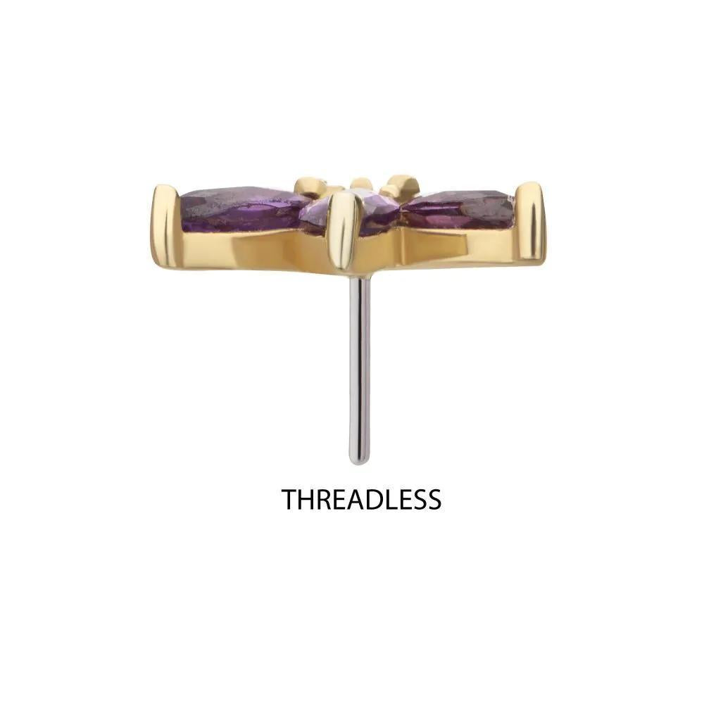 Invictus | 14k gold | 3-Marquise Cluster | Amethyst CZ