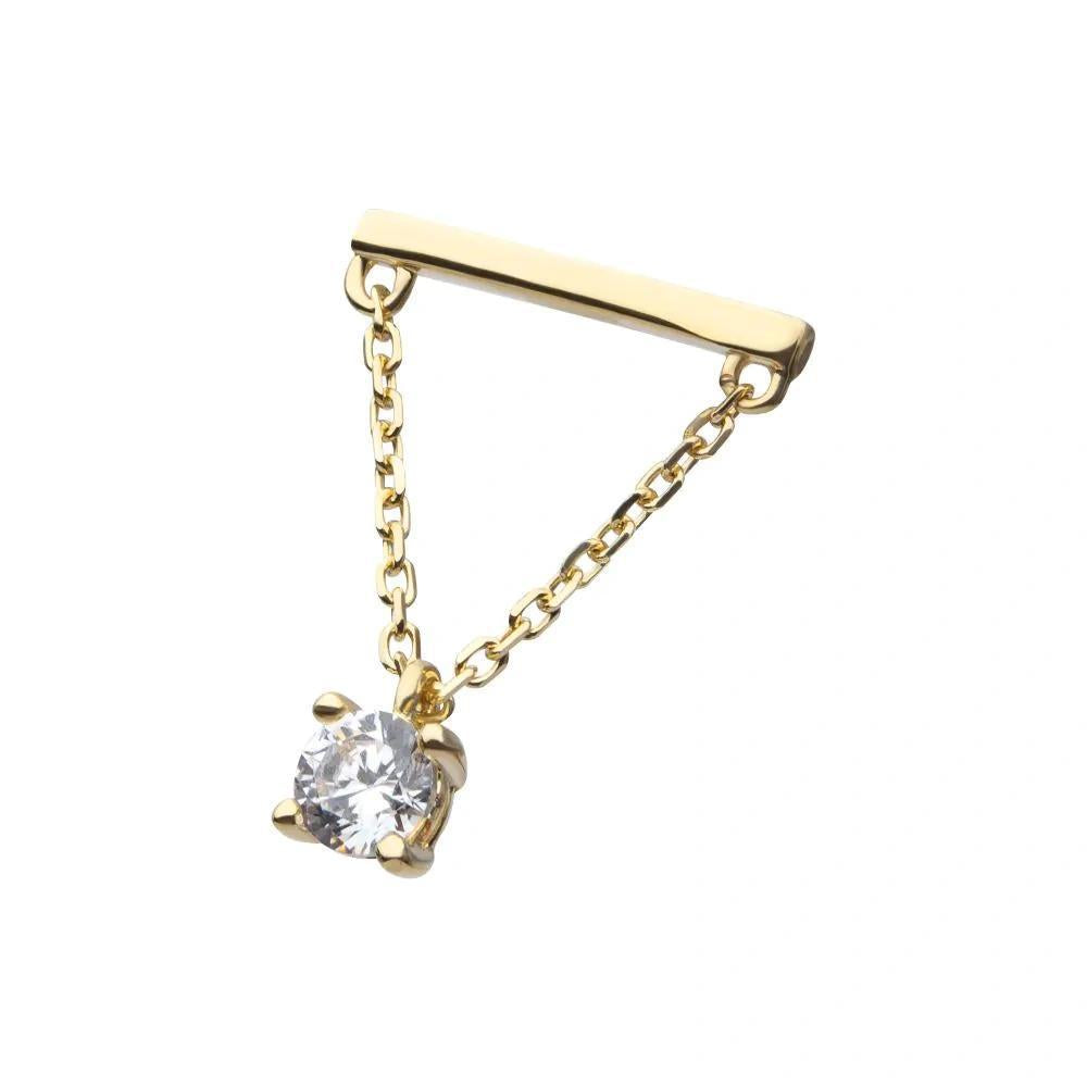 Invictus | 14k gold | Bar with Chain | CZ