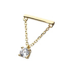 Invictus | 14k gold | Bar with Chain | CZ
