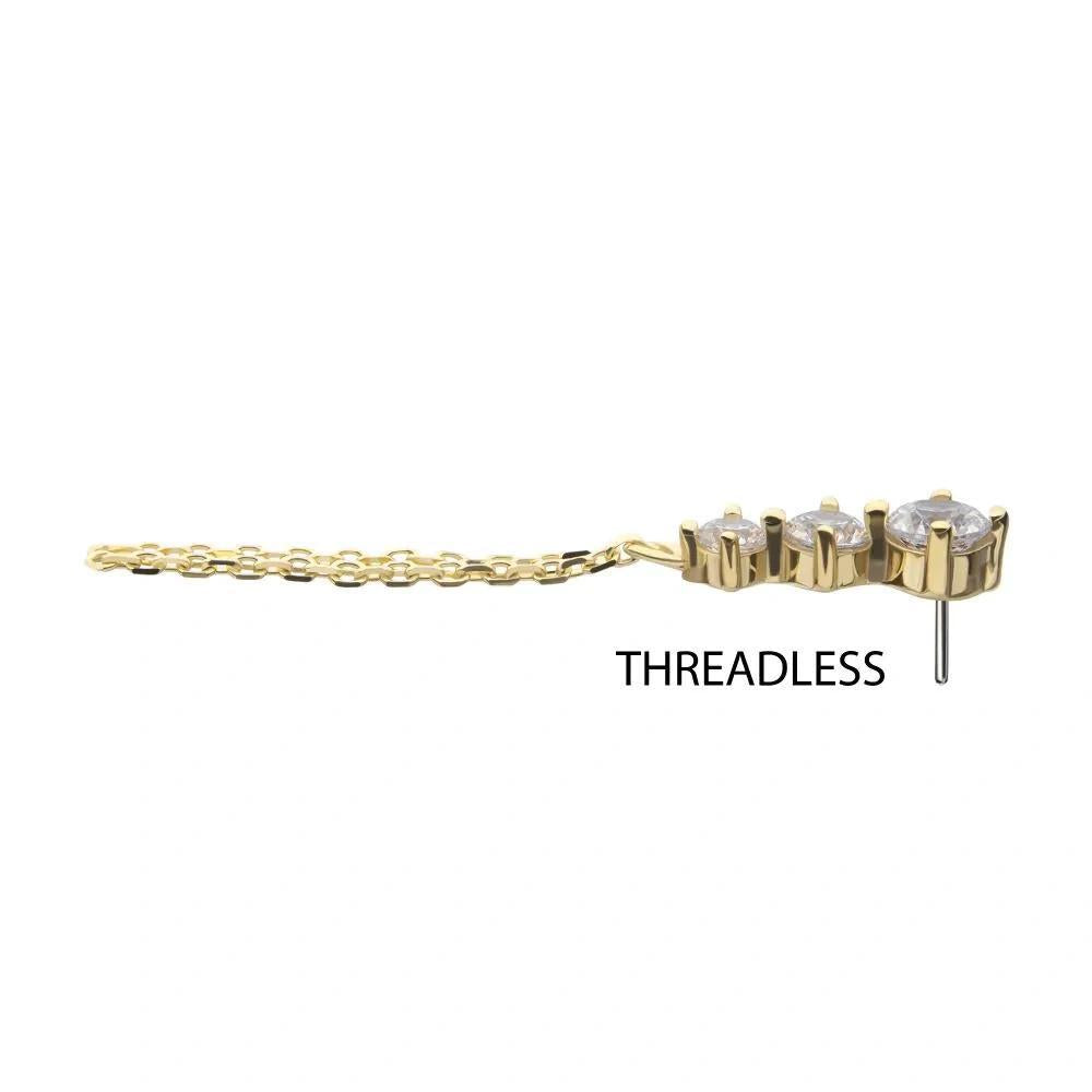 Invictus | 14k gold | 3-Graduated Gem with Chain | CZ