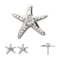 Invictus | Titanium | Threadless Low Profile 3D Starfish Top w/ Prong Set Gem | Cubic Zirconia