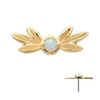 Invictus | 14k gold | Triple Leaf | synthetic White Opal