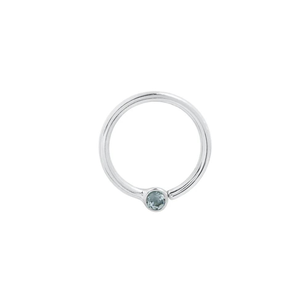 Buddha | 14k gold | Fixed Bezel Bead Ring | 2mm London Blue Topaz