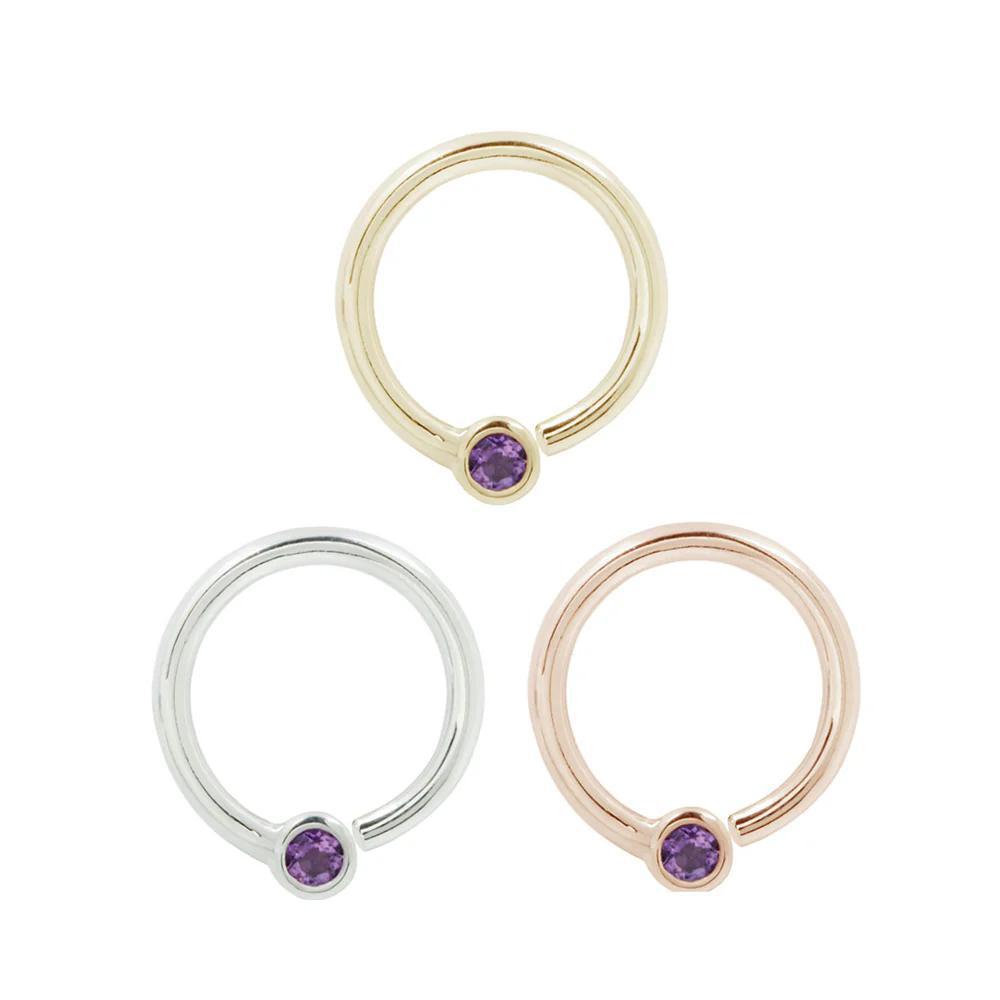 Buddha | 14k gold | Fixed Bezel Bead Ring | 2mm Amethyst