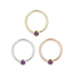 Buddha | 14k gold | Fixed Bezel Bead Ring | 2mm Amethyst