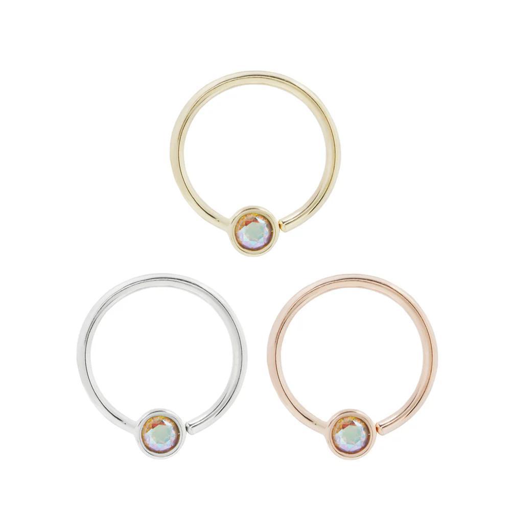 Buddha | 14k gold | Fixed Bezel Bead Ring | 2mm Mercury Mist Topaz
