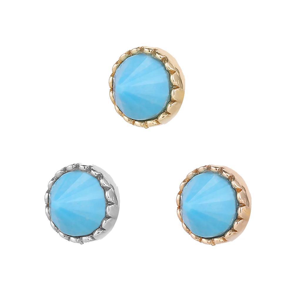 Buddha | 14k gold | Round Accent Bezel Reverse Set | Turquoise