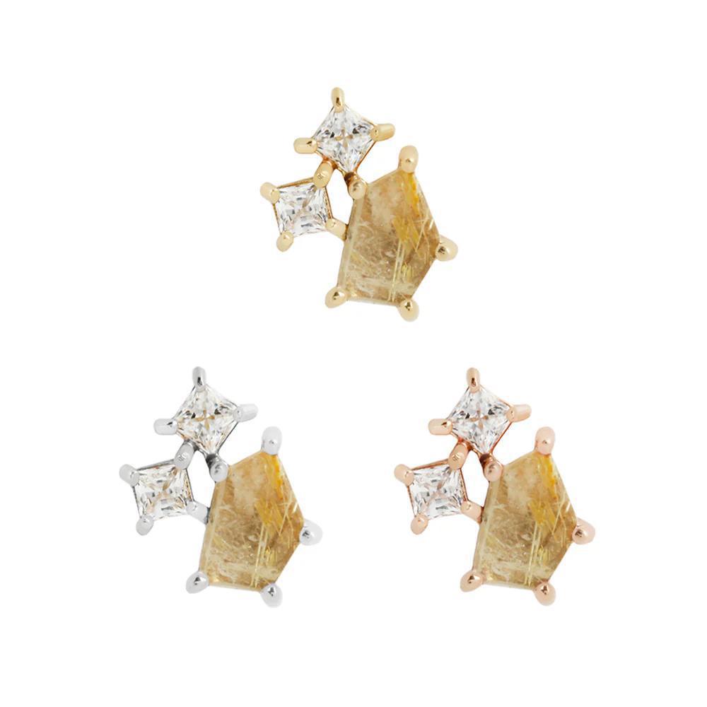 Buddha | 14k gold | Lyra | Rutilated Quartz + CZ
