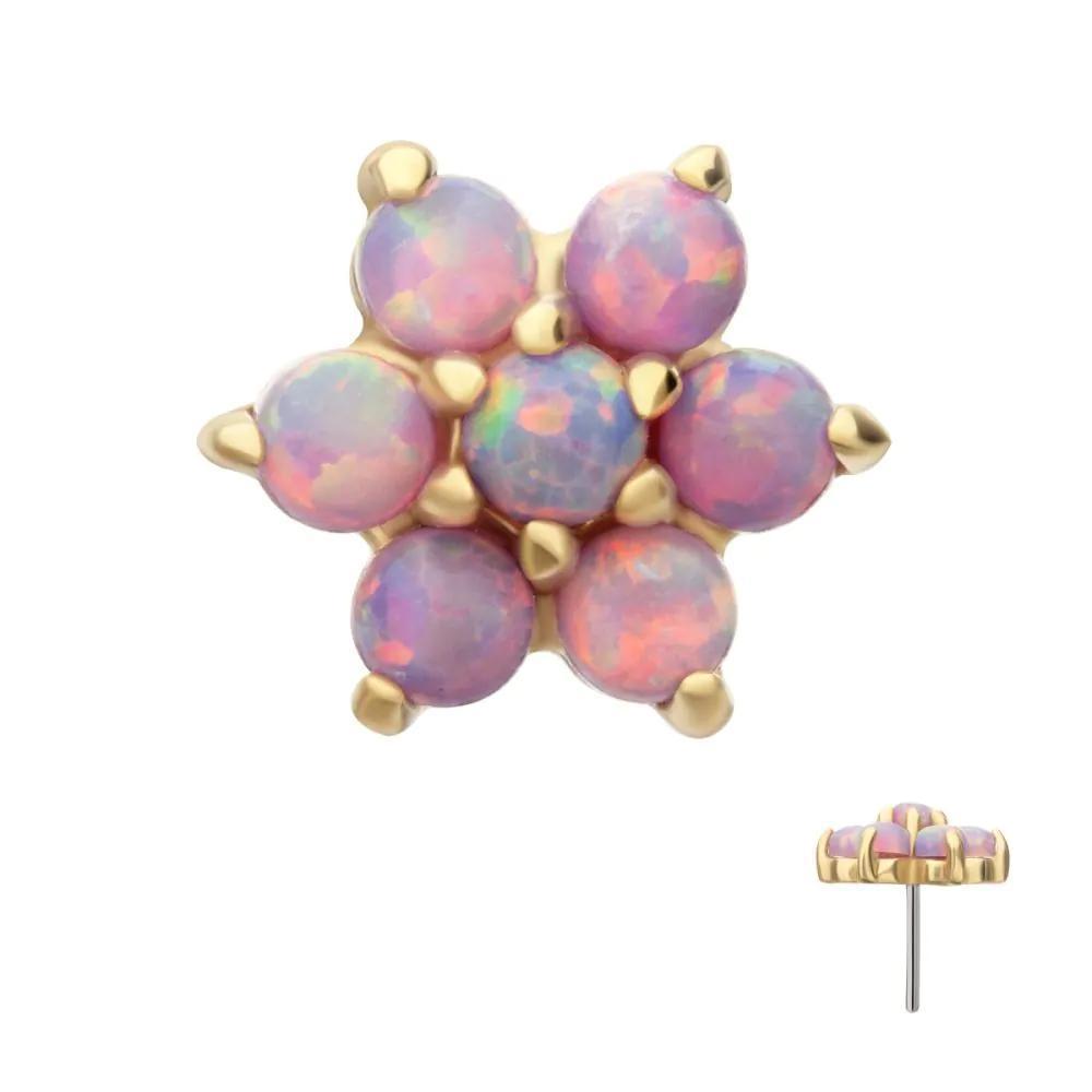Invictus | 14k gold | Prong Set Flower | synthetic Lavender Opal