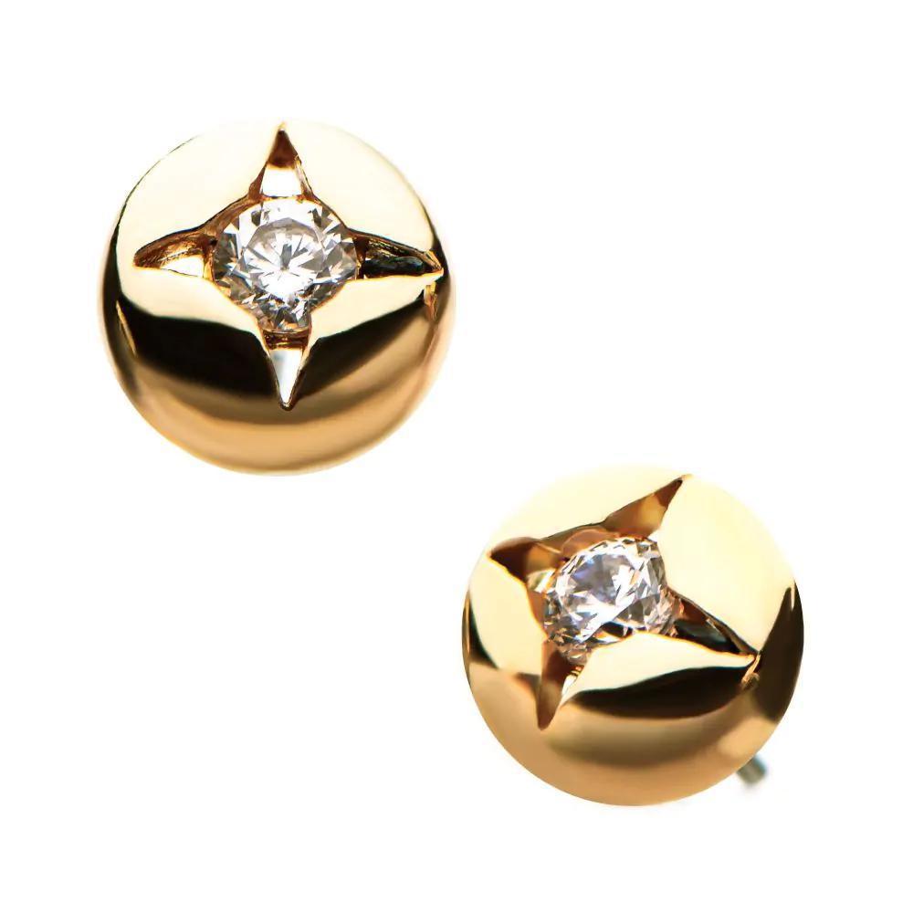 Invictus | 14k gold | Half Ball with Gem | CZ