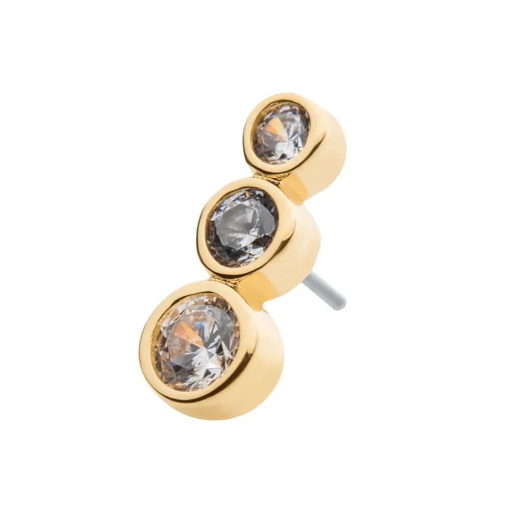 Invictus | 14k gold | 3-Gem Bezel Set | CZ