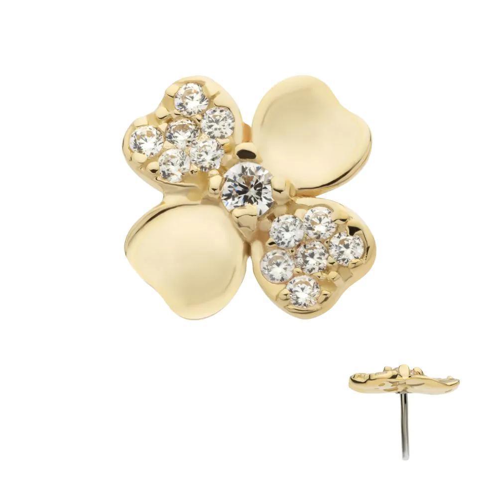 Invictus | 14k gold | 3D Clover | CZ