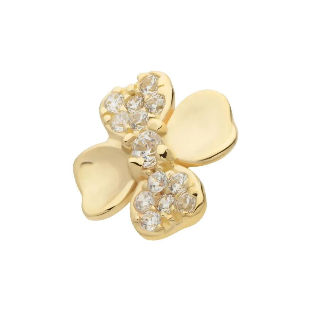 Invictus | 14k gold | 3D Clover | CZ