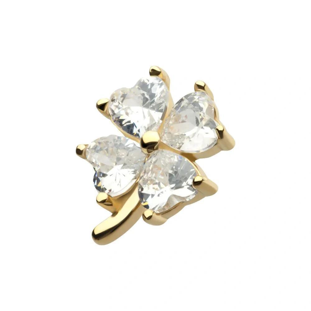Invictus | 14k gold | Prong Set Heart Clover | CZ