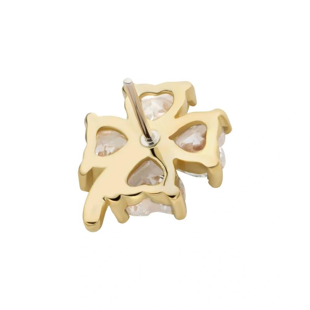 Invictus | 14k gold | Prong Set Heart Clover | CZ