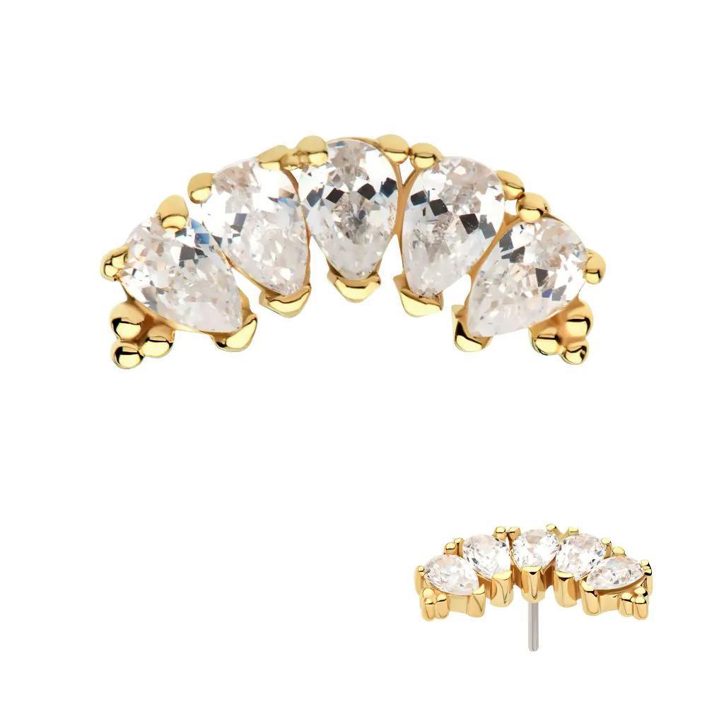 Invictus | 14k gold | Beaded Tear Drop Cluster | CZ