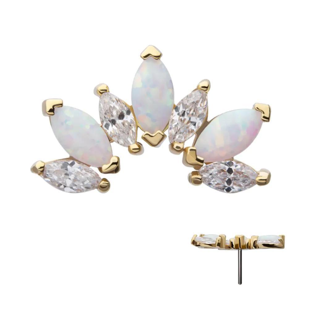 Invictus | 14k gold | 7-cluster Marquise Fan | CZ and Opal