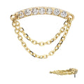 Invictus | 14k gold | Curved Bar with 2 Tier Chain | CZ