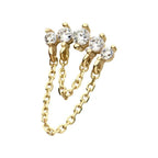Invictus | 14k gold | Prong Set Curved Bar with 2 Tier Chain | CZ