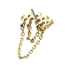 Invictus | 14k gold | Prong Set Curved Bar with 2 Tier Chain | CZ