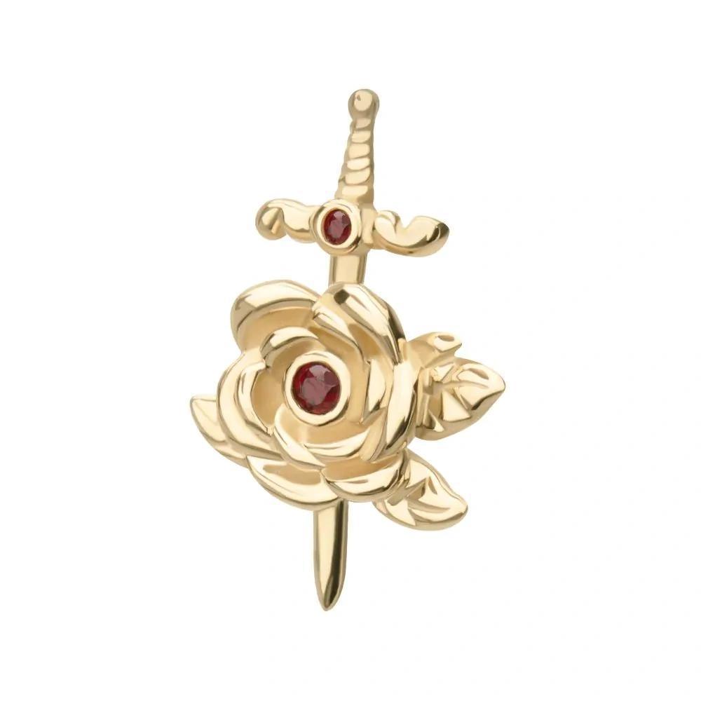 Invictus | 14k gold | Dagger with Rose | Garnet CZ
