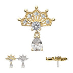 Invictus | 14k gold | Prong Set Fan with Tear Drop Dangle | CZ