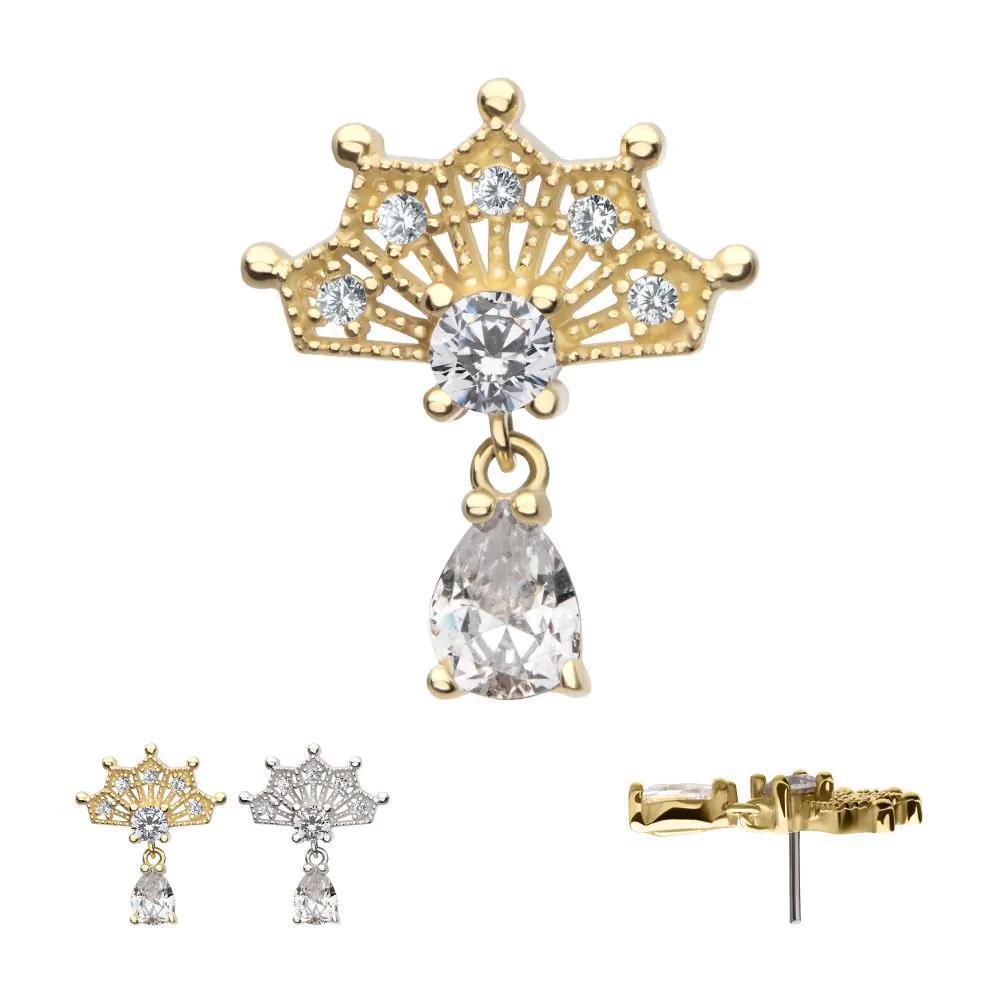 Invictus | 14k gold | Prong Set Fan with Tear Drop Dangle | CZ