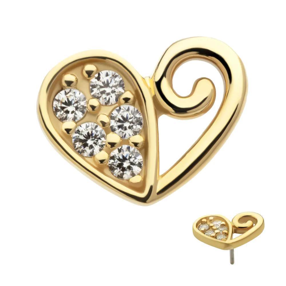 Invictus | 14k gold | Half Heart | CZ