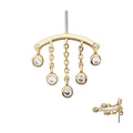 Invictus | 14k gold | Hidden Helix Curved Bar with 5 Bezel Set Dangle | CZ