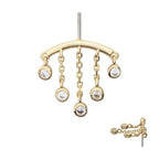 Invictus | 14k gold | Hidden Helix Curved Bar with 5 Bezel Set Dangle | CZ