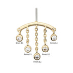 Invictus | 14k gold | Hidden Helix Curved Bar with 5 Bezel Set Dangle | CZ