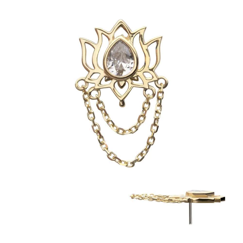 Invictus | 14k gold | Teardrop Lotus with 2 Tier Chain | CZ