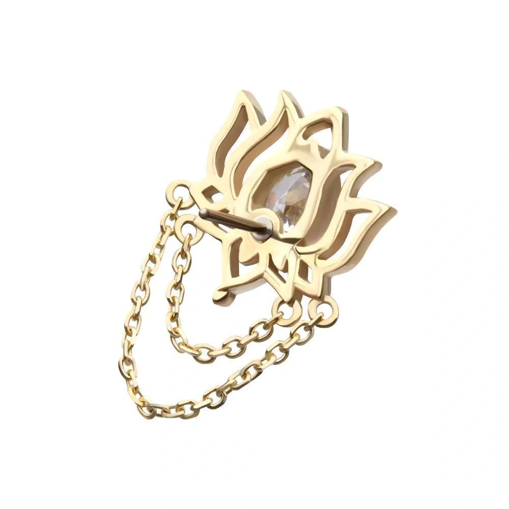Invictus | 14k gold | Teardrop Lotus with 2 Tier Chain | CZ